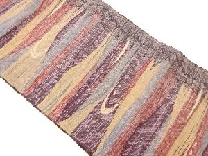 手織り紬金通し抽象横段模様織出し名古屋帯